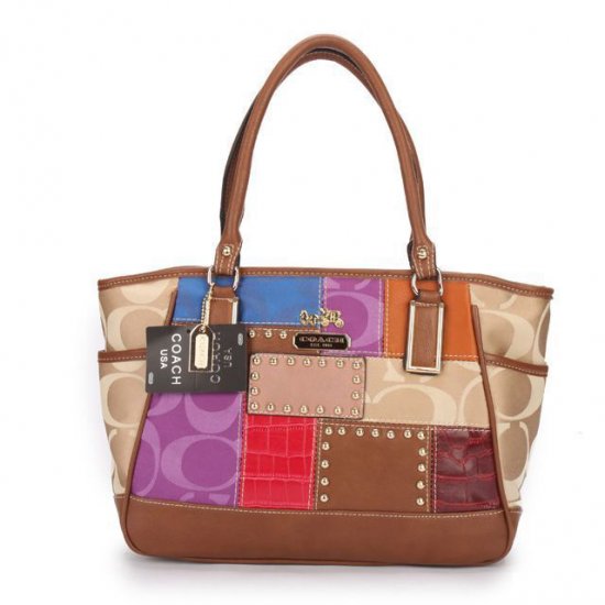 Coach Holiday Matching Stud Large Brown Multi Satchels EBF | Coach Outlet Canada